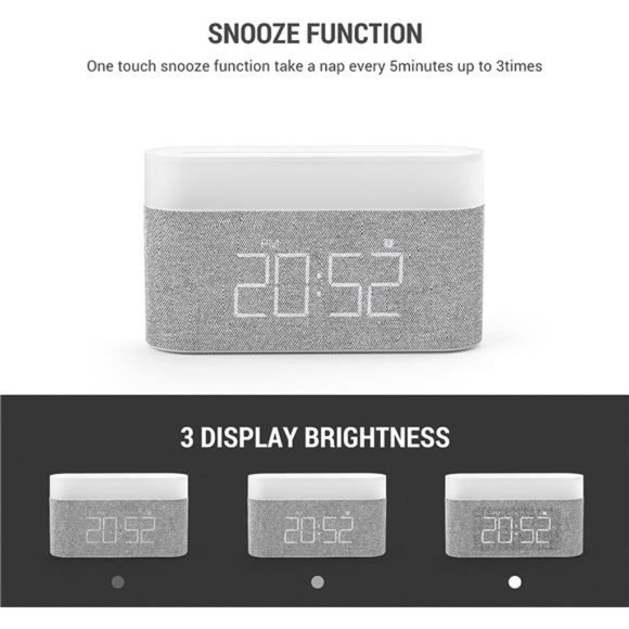 Digital Alarm Clock with LED Night Light Wireless Charging 15W Max Touch Bedside - Picture 4 of 5